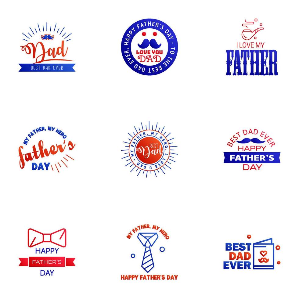 Happy Fathers Day Appreciation Vector Text Banner 9 Blue and red Background for Posters Flyers Marketing Greeting Cards Editable Vector Design Elements