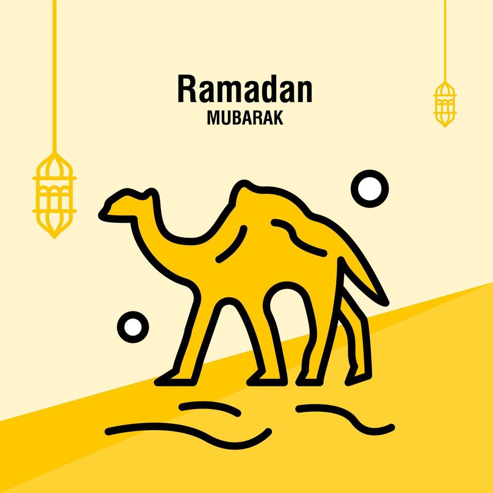 Ramadan kareem greeting template islamic crescent and arabic lantern vector illustration