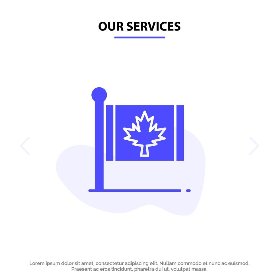 Our Services Flag Autumn Canada Leaf Maple Solid Glyph Icon Web card Template vector