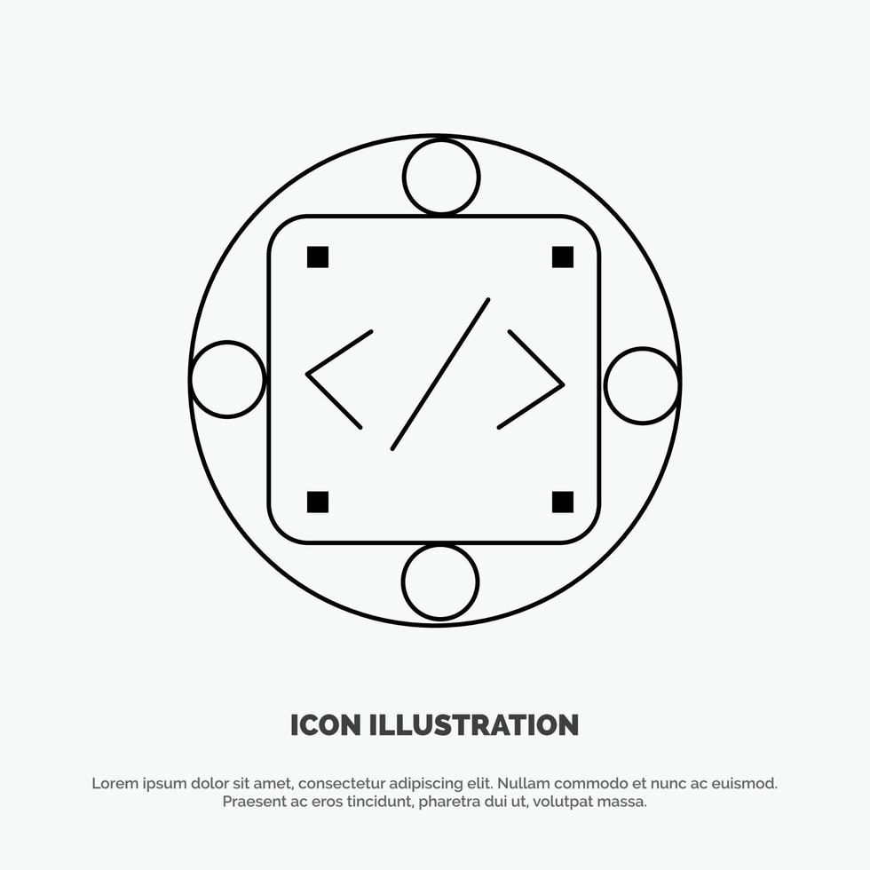 Code Custom Implementation Management Product Line Icon Vector