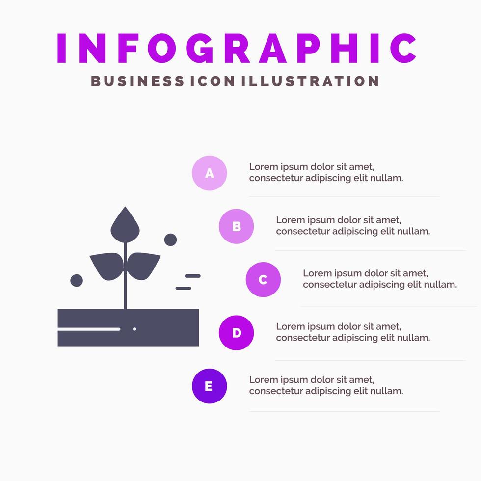 Agriculture Leaf Plant Rain Rainy Solid Icon Infographics 5 Steps Presentation Background vector