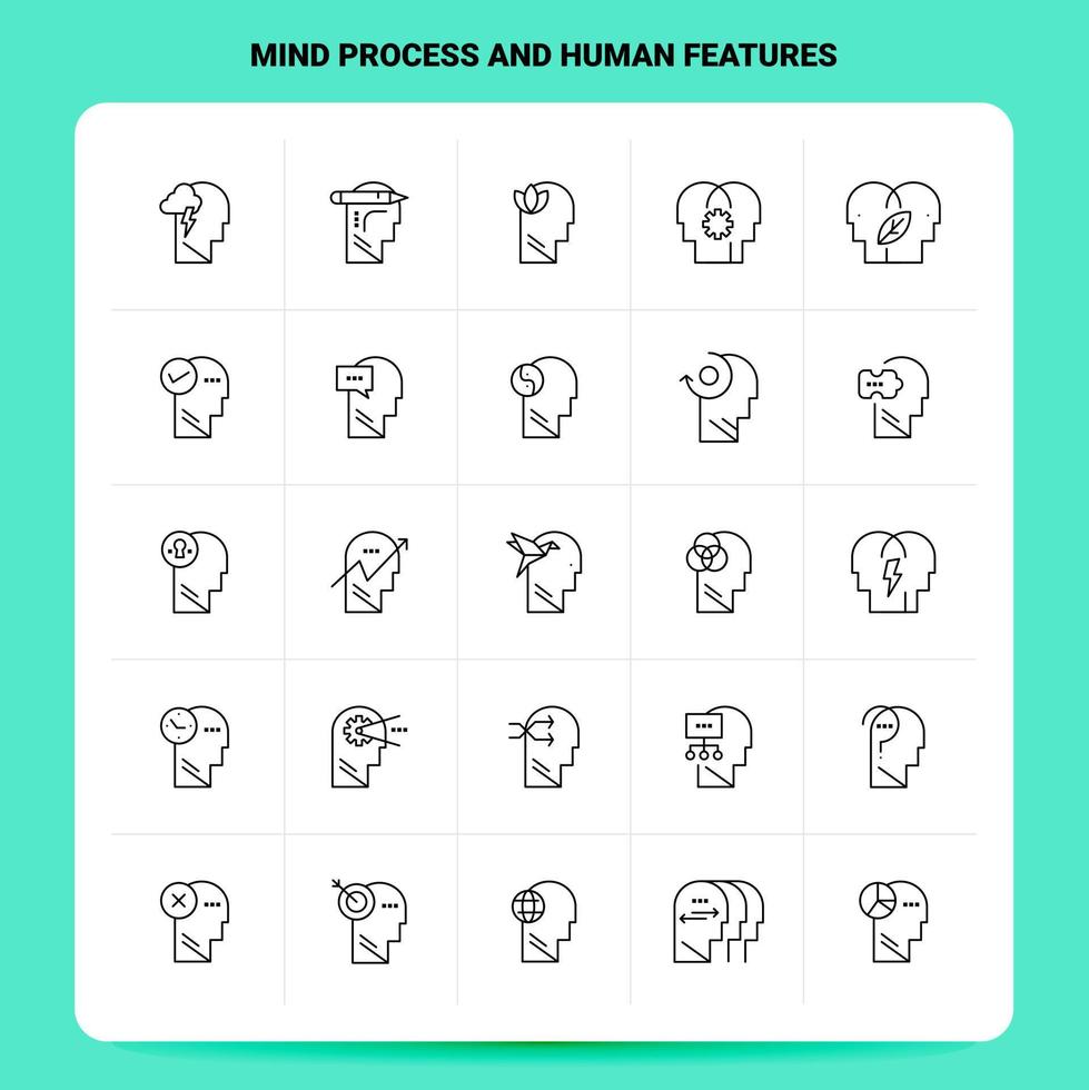 OutLine 25 Mind Process And Human Features Icon set Vector Line Style Design Black Icons Set Linear pictogram pack Web and Mobile Business ideas design Vector Illustration