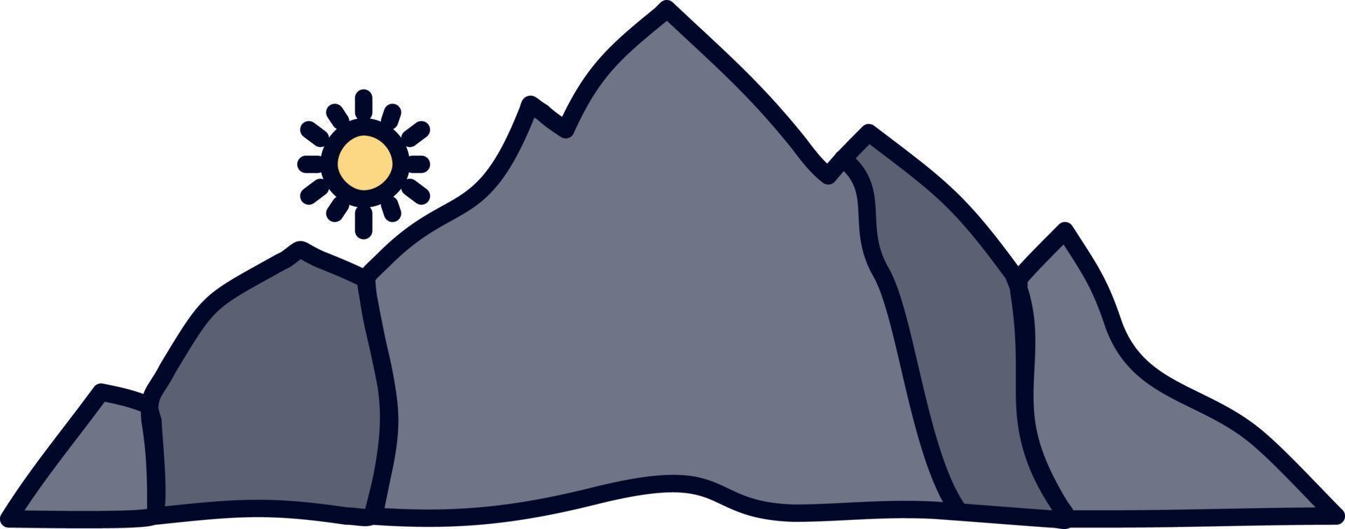 hill landscape nature mountain scene Flat Color Icon Vector