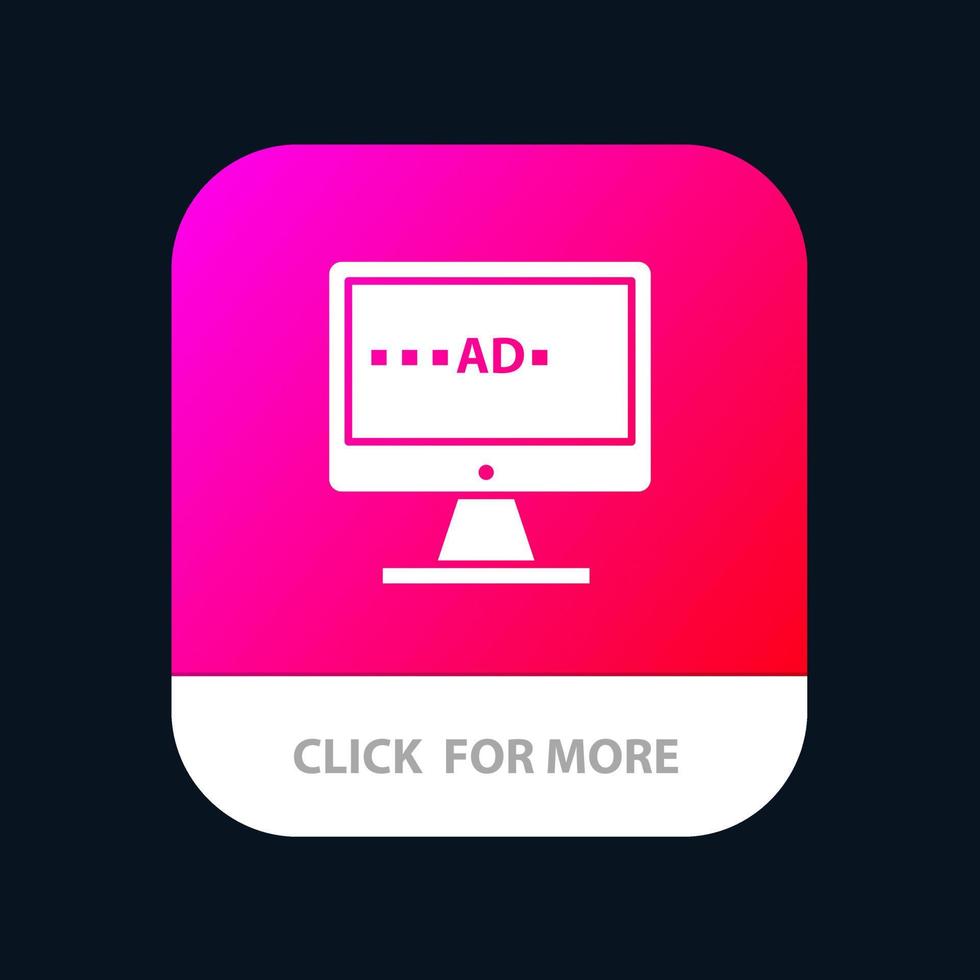 TV Ad Television Screen Lcd Mobile App Button Android and IOS Glyph Version vector