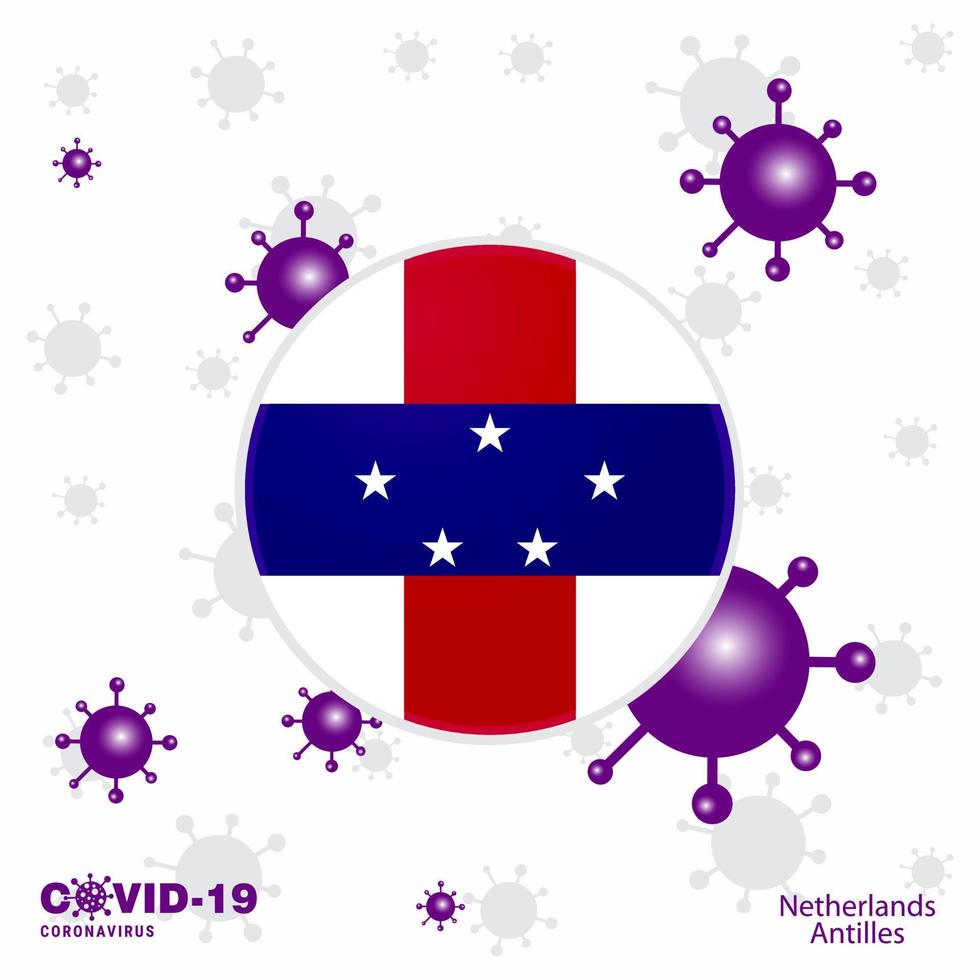 Pray For Netherlands Antilles COVID19 Coronavirus Typography Flag Stay home Stay Healthy Take care of your own health vector