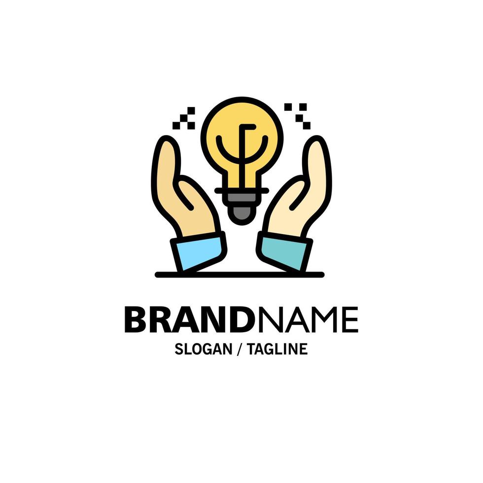 Protected Ideas Business Idea Hand Business Logo Template Flat Color vector