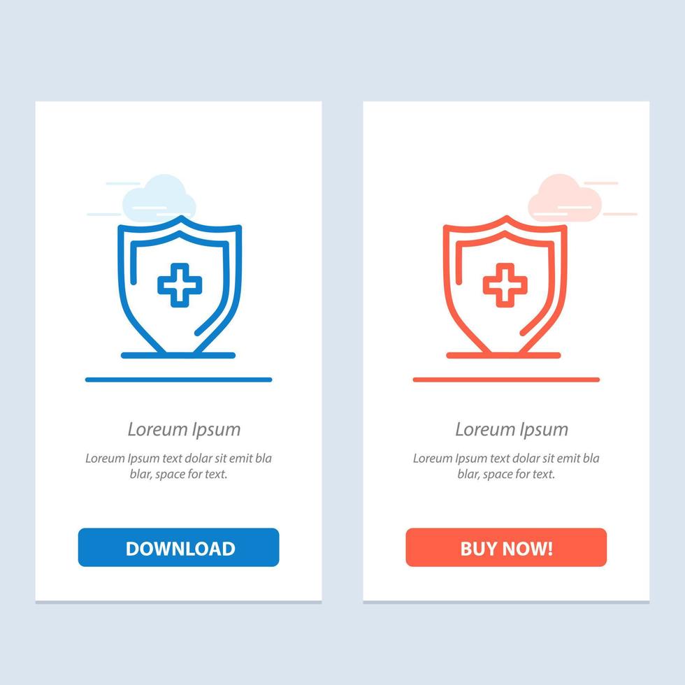 Hospital Sign Board Shield  Blue and Red Download and Buy Now web Widget Card Template vector