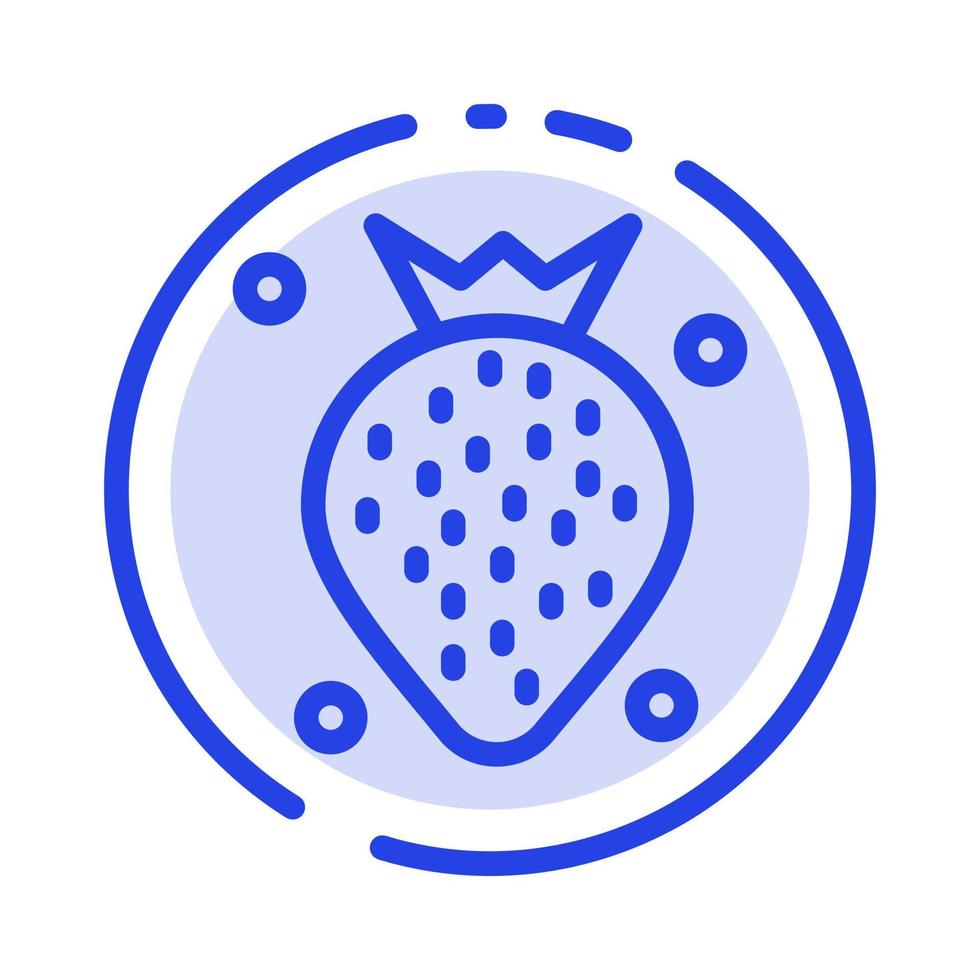 Strawberry Food Fruit Berry Blue Dotted Line Line Icon vector