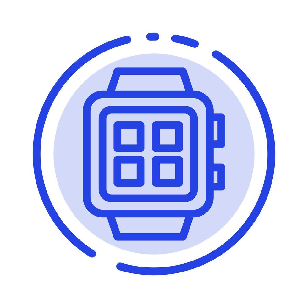 icono de línea de línea de puntos azul de reloj de tecnología inteligente de hogar electrónico vector