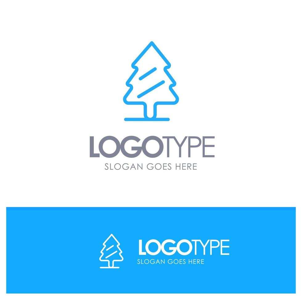 Nature Pine Spring Tree Blue outLine Logo with place for tagline vector