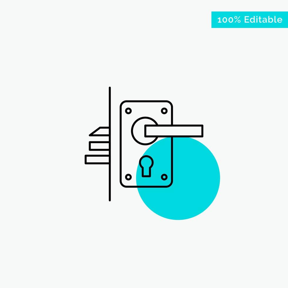 Lock Door Handle Keyhole Home turquoise highlight circle point Vector icon