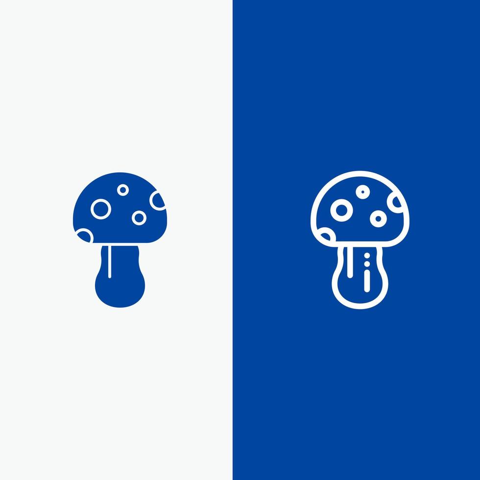 Mushroom Nature Poison Spring Line and Glyph Solid icon Blue banner Line and Glyph Solid icon Blue banner vector