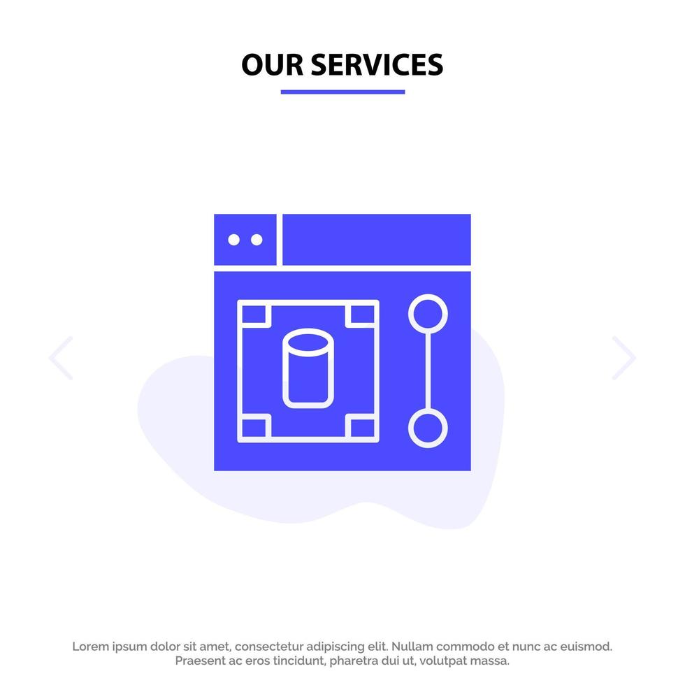 Our Services Web Design Designer Tool Solid Glyph Icon Web card Template vector