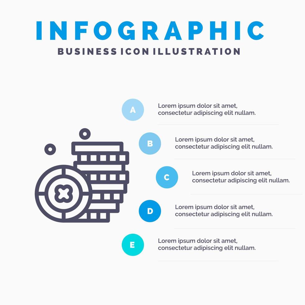 Coin Ireland Money Line icon with 5 steps presentation infographics Background vector