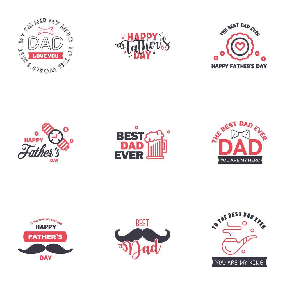 Happy Fathers Day Appreciation Vector Text Banner 9 Black and Pink Background for Posters Flyers Marketing Greeting Cards Editable Vector Design Elements