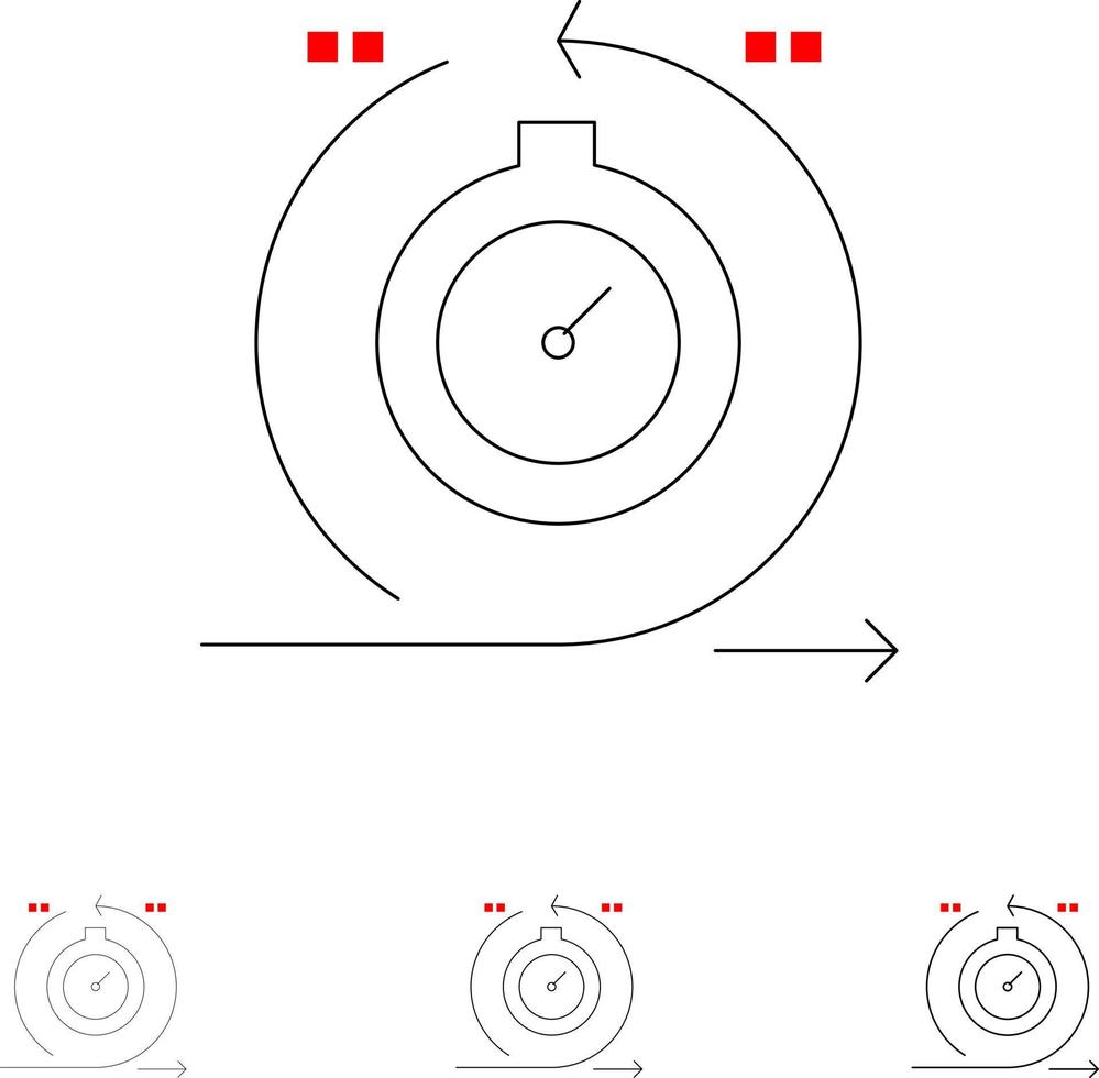 desarrollo de ciclo ágil iteración rápida conjunto de iconos de línea negra en negrita y delgada vector