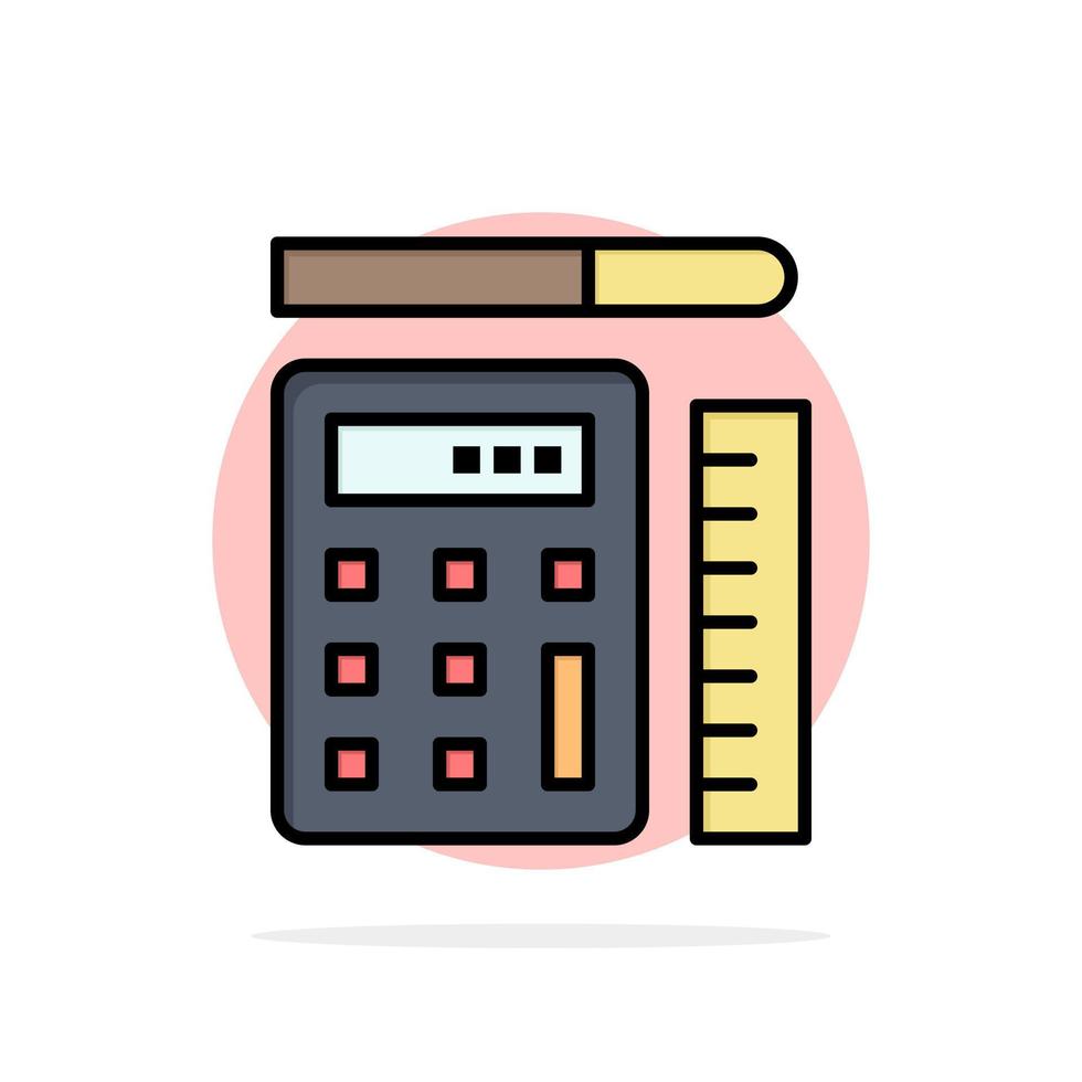 bolígrafo calculadora escala educación círculo abstracto fondo color plano icono vector