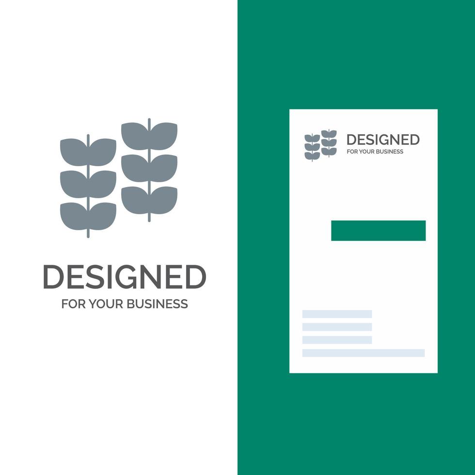 Plant Leaf Plant Growth Grey Logo Design and Business Card Template vector