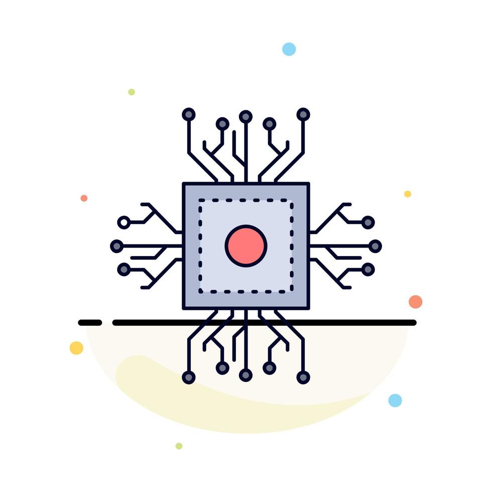 Chip cpu microchip processor technology Flat Color Icon Vector