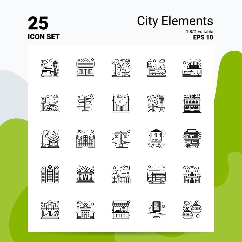 25 City Elements Icon Set 100 Editable EPS 10 Files Business Logo Concept Ideas Line icon design vector