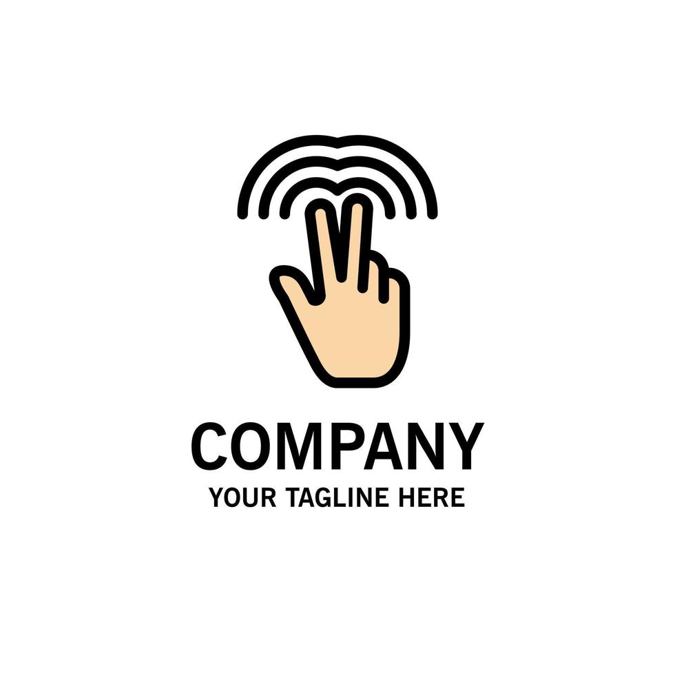 plantilla de logotipo de empresa de ficha de mano de gestos dobles color plano vector
