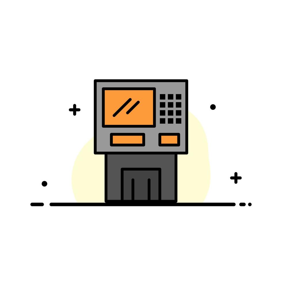 Atm Bank Cash Cashpoint Dispenser Finance Machine Money  Business Flat Line Filled Icon Vector Banner Template