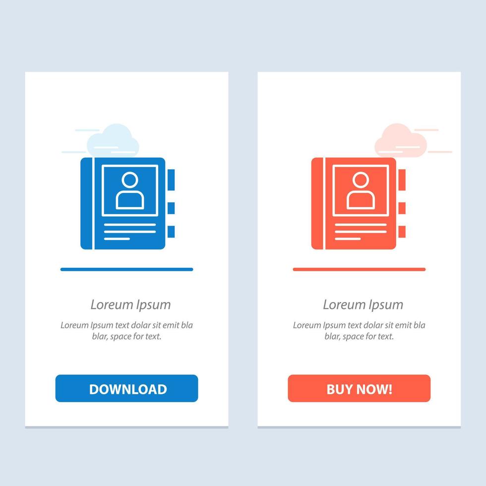 Phone Book Diary Info  Blue and Red Download and Buy Now web Widget Card Template vector