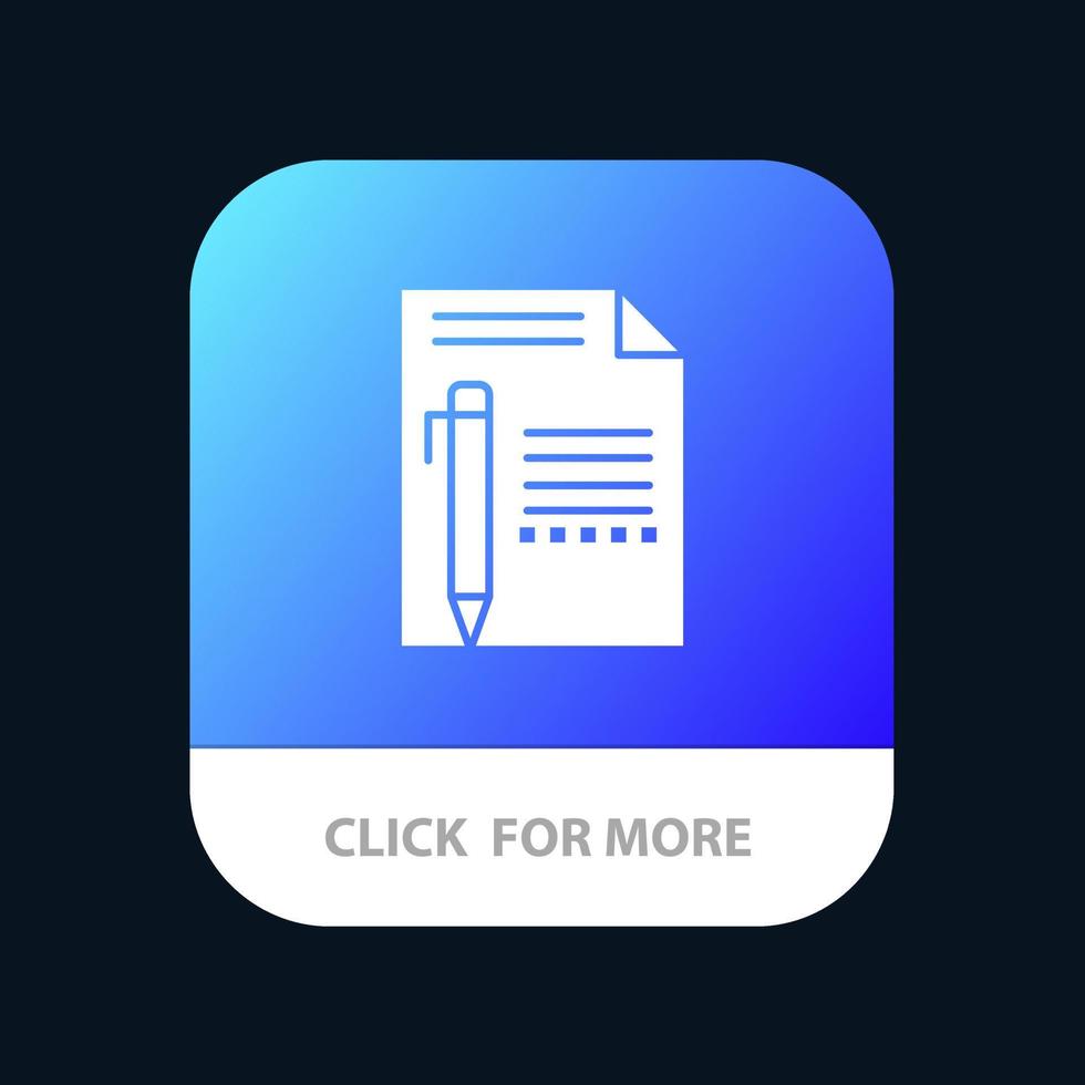 Document Edit Page Paper Pencil Write Mobile App Button Android and IOS Glyph Version vector