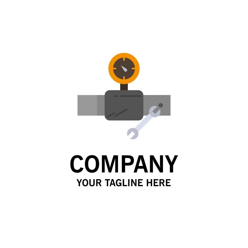 Pipe Building Construction Repair Gage Business Logo Template Flat Color vector