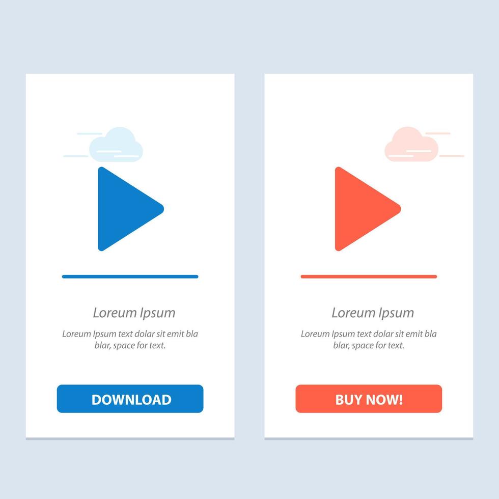 Control Media Play Video  Blue and Red Download and Buy Now web Widget Card Template vector