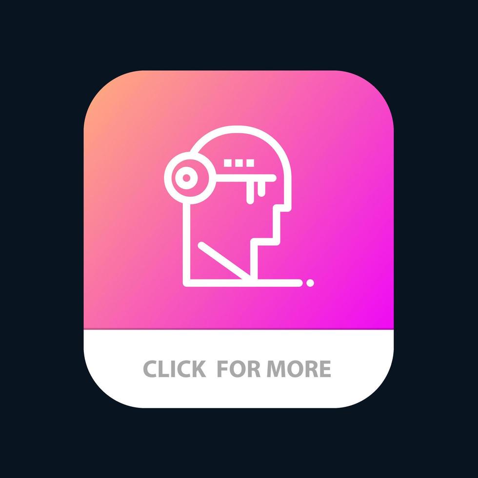 Brain Key Lock Mind Unlock Mobile App Button Android and IOS Line Version vector