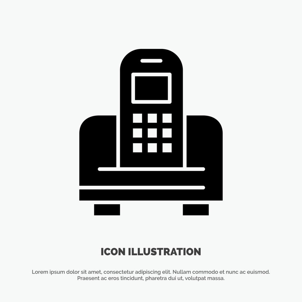 Device Mobile Cell Hardware Solid Black Glyph Icon vector