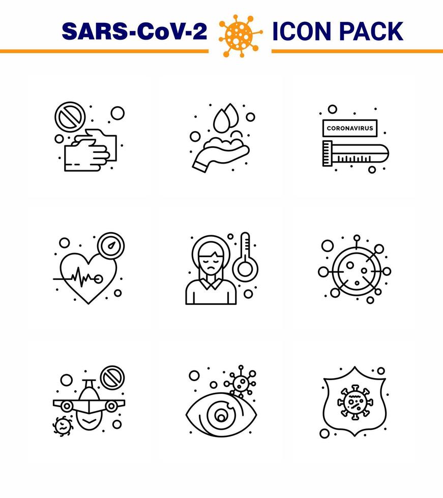 Simple Set of Covid19 Protection Blue 25 icon pack icon included time heart medical beat test tube viral coronavirus 2019nov disease Vector Design Elements