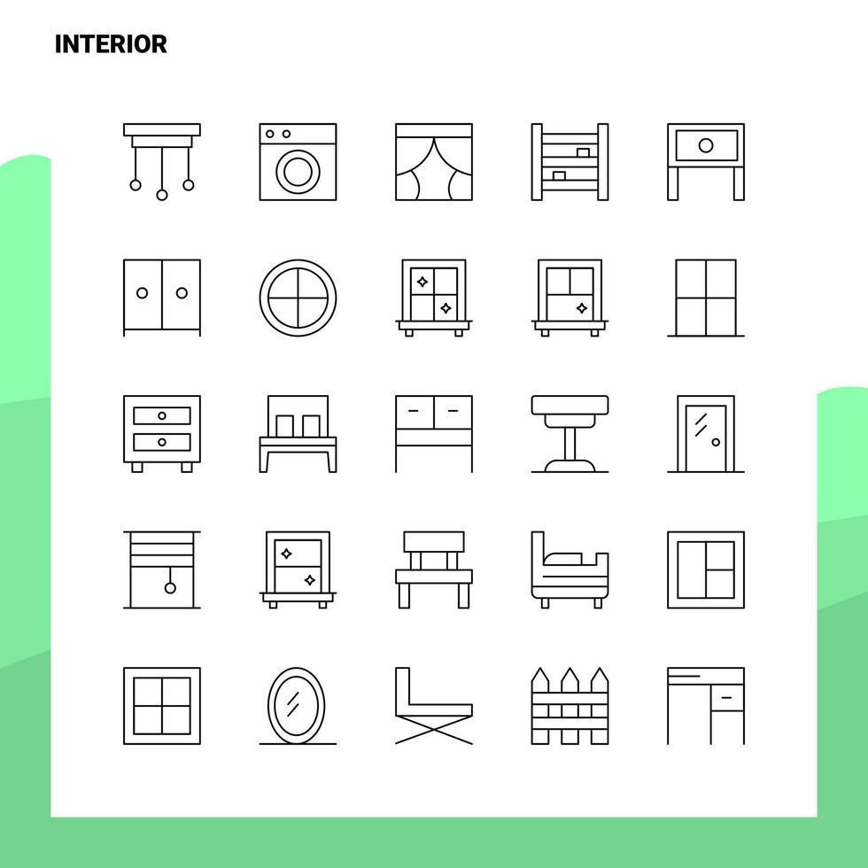 Set of Interior Line Icon set 25 Icons Vector Minimalism Style Design Black Icons Set Linear pictogram pack