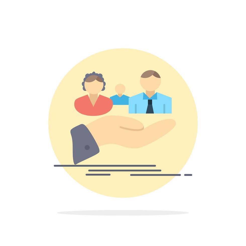 insurance health family life hand Flat Color Icon Vector