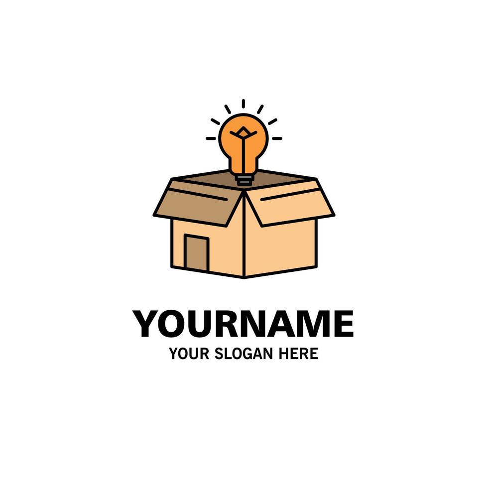 Box Business Idea Solution Bulb Business Logo Template Flat Color vector