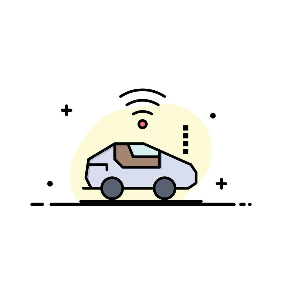 auto coche señal wifi negocio línea plana icono lleno vector banner plantilla