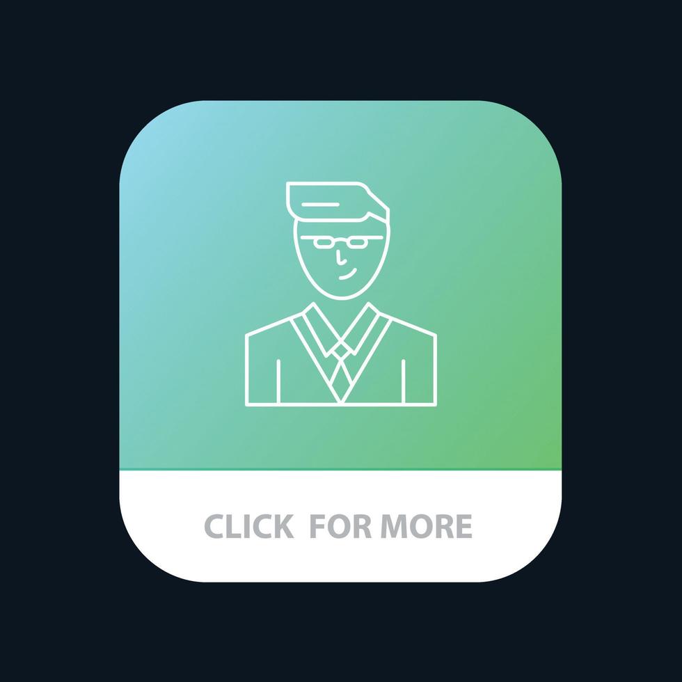Man User Manager Student Mobile App Button Android and IOS Line Version vector