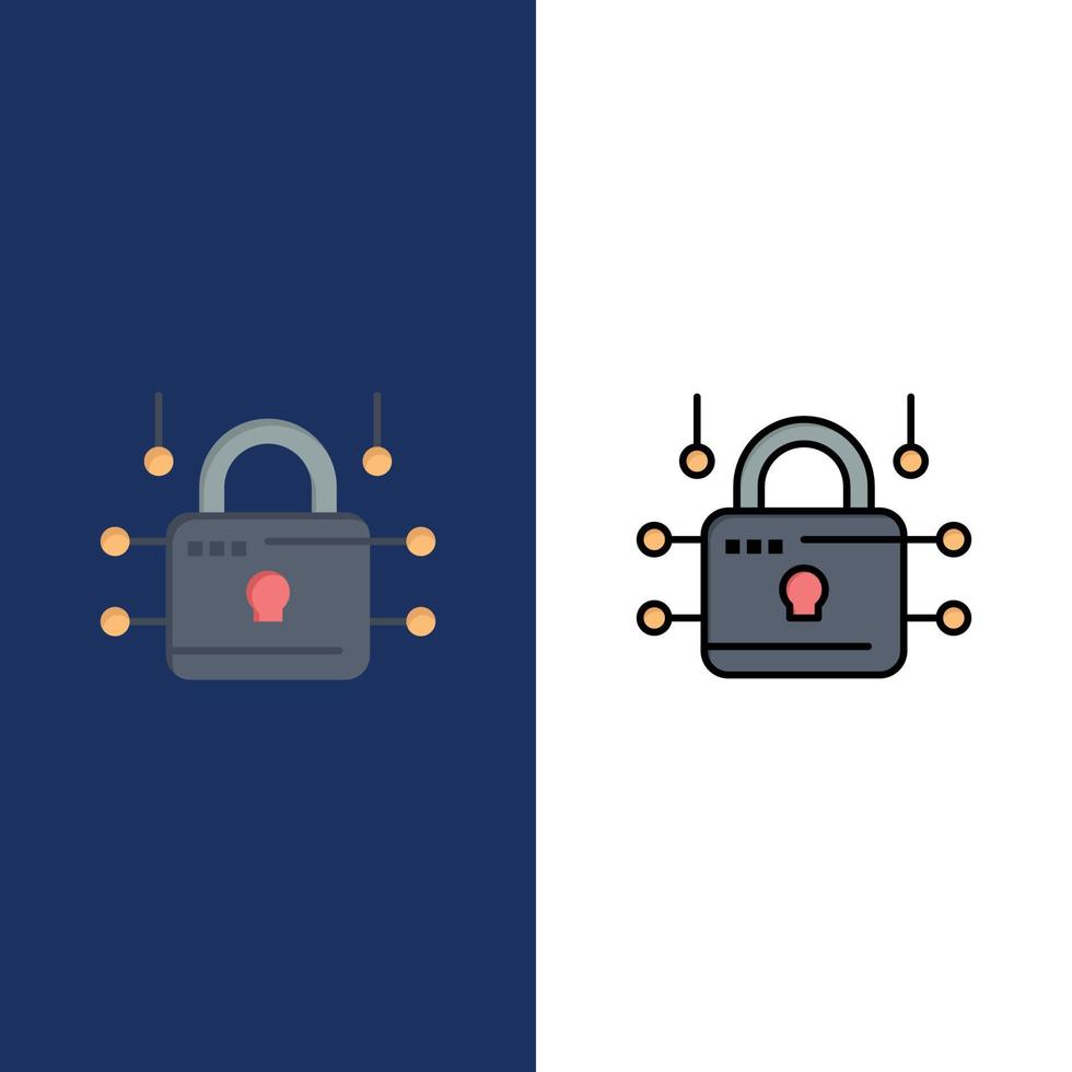 Lock Locked Security Secure  Icons Flat and Line Filled Icon Set Vector Blue Background