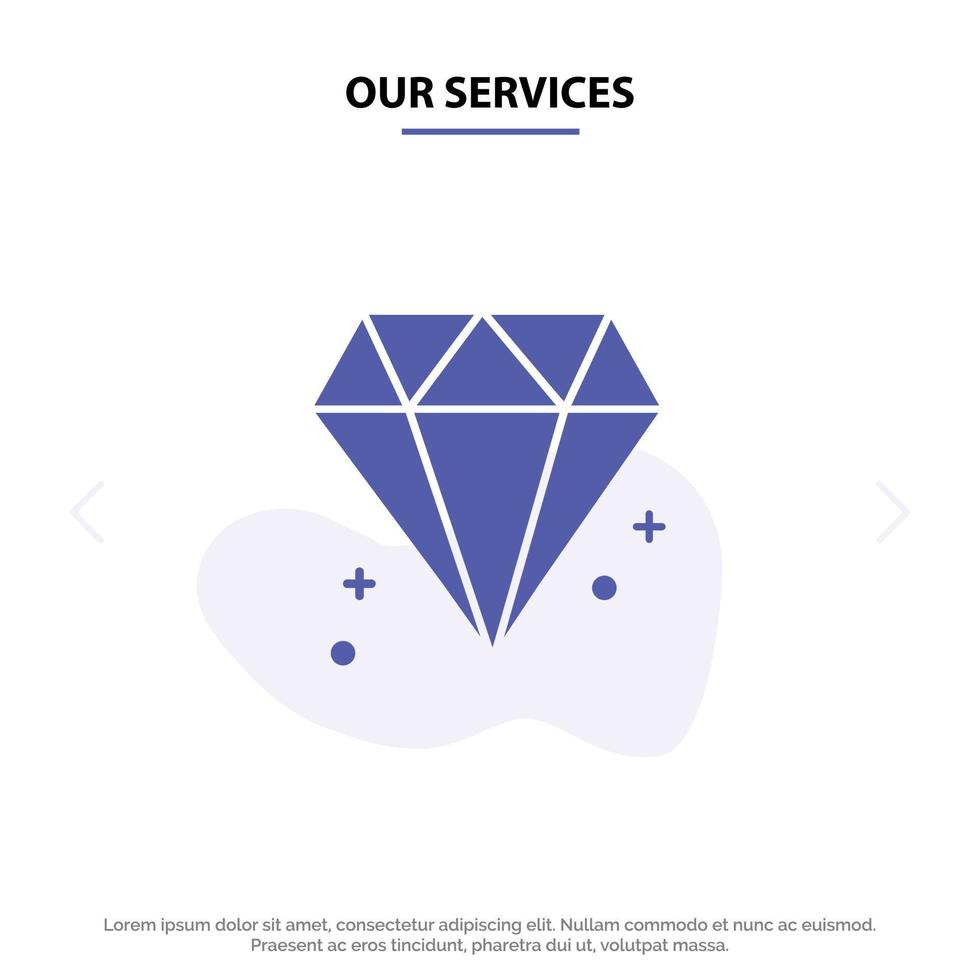 Our Services Diamond Canada Jewel Solid Glyph Icon Web card Template vector