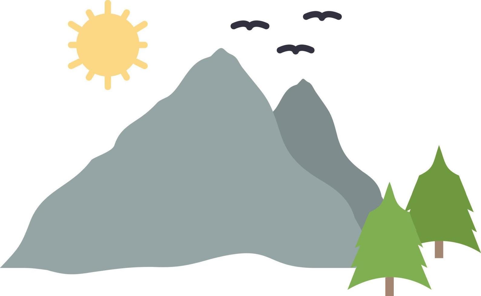 mountain landscape hill nature scene Flat Color Icon Vector