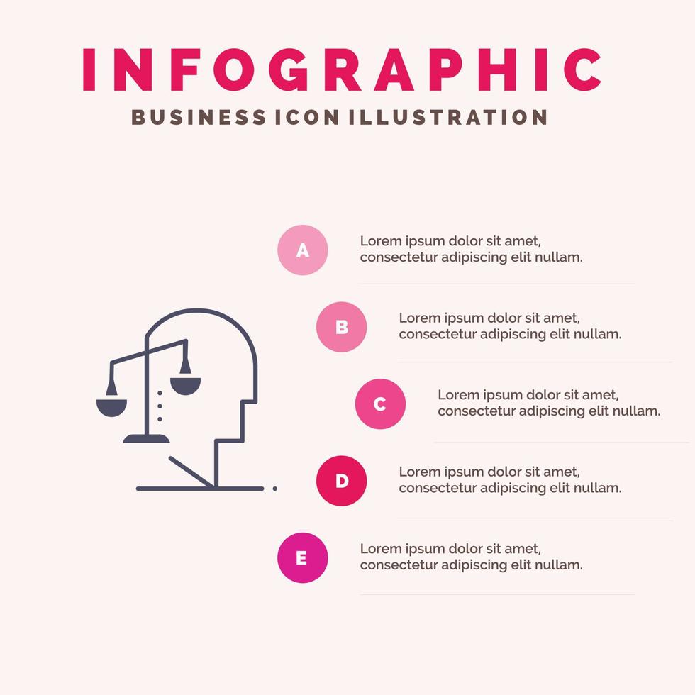 equilibrar equilibrio humano integridad mente sólido icono infografía 5 pasos presentación antecedentes vector