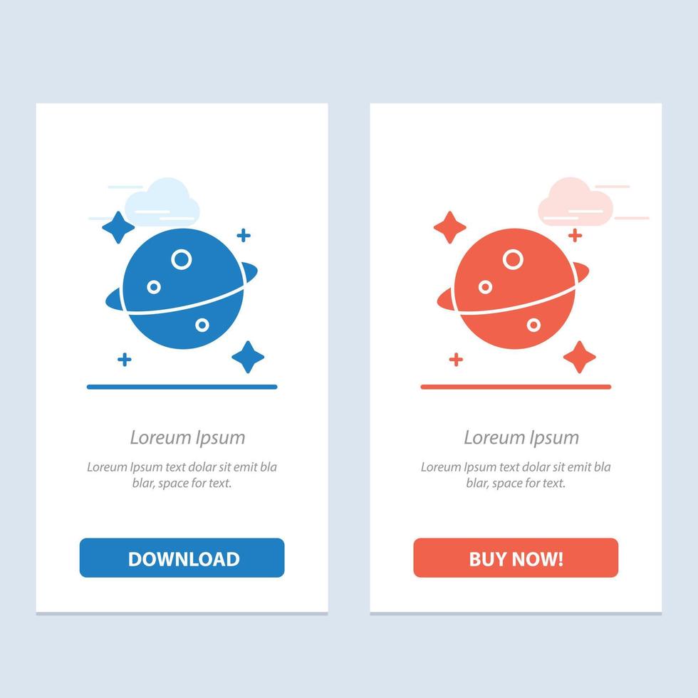 Planet Saturn Space  Blue and Red Download and Buy Now web Widget Card Template vector