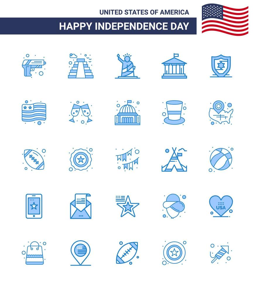 Set of 25 USA Day Icons American Symbols Independence Day Signs for american american landmarks flag usa Editable USA Day Vector Design Elements