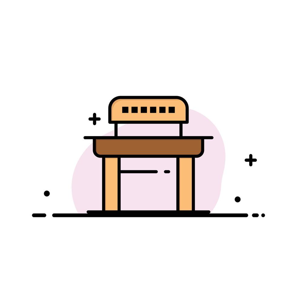Desk Student Chair School Business Logo Template Flat Color vector