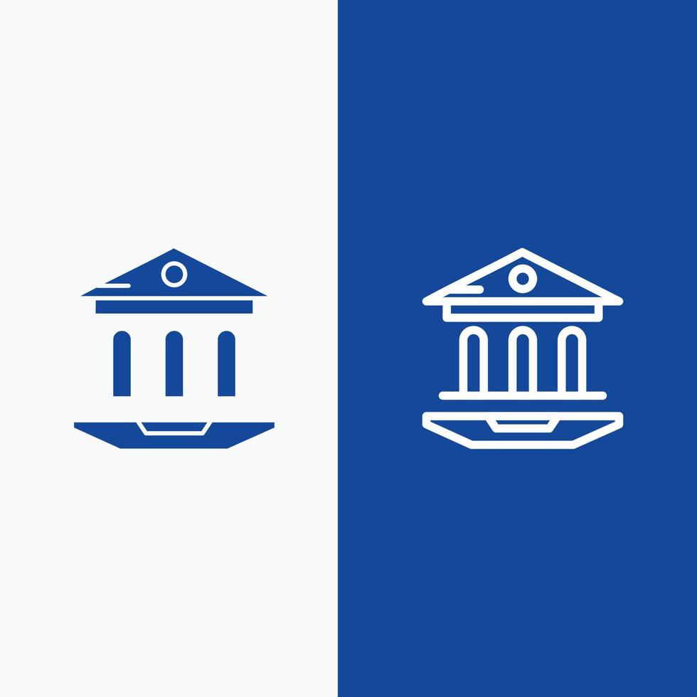 escuela de internet línea de educación web y glifo icono sólido banner azul vector