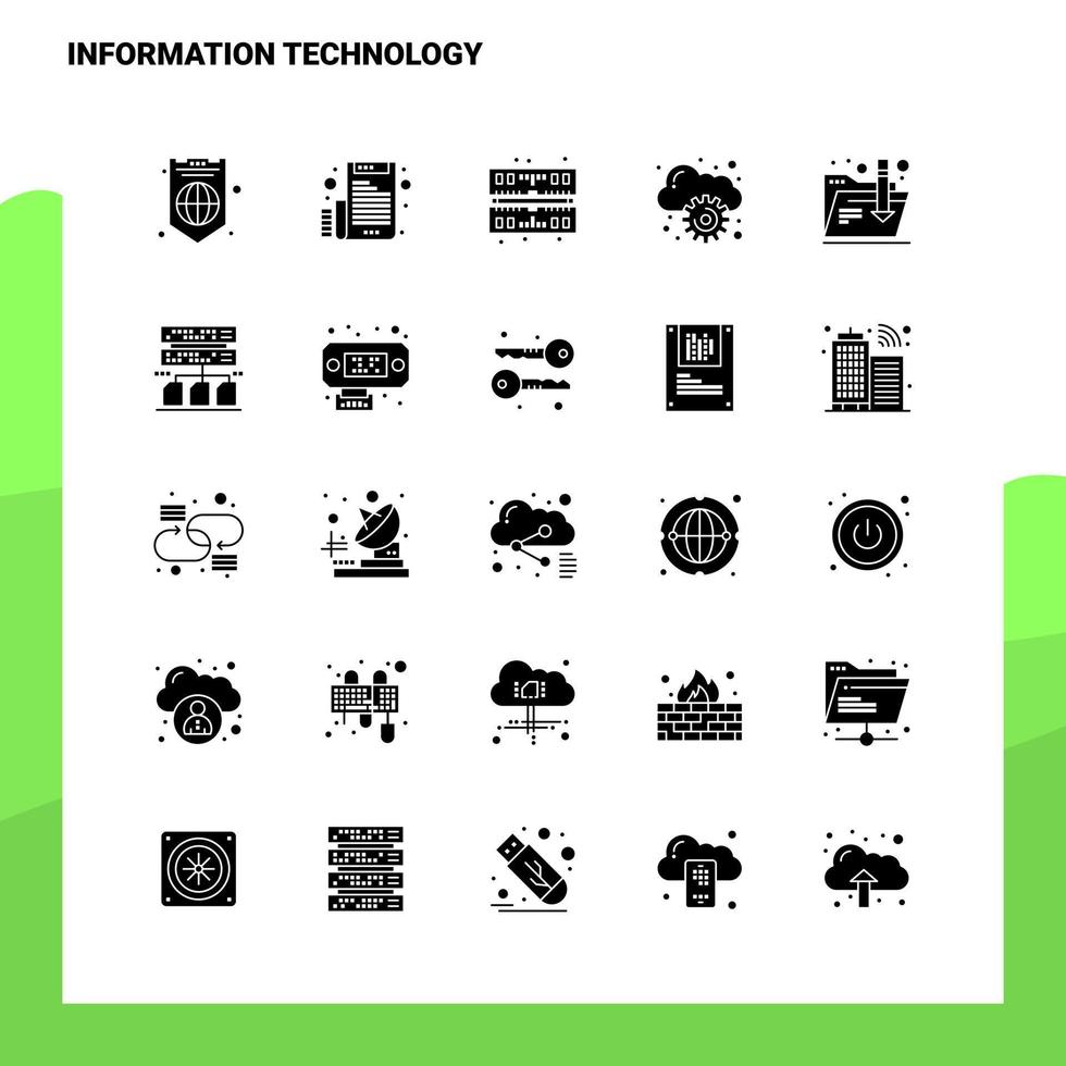 25 conjunto de iconos de tecnología de la información plantilla de ilustración de vector de icono de glifo sólido para ideas web y móviles para empresa comercial