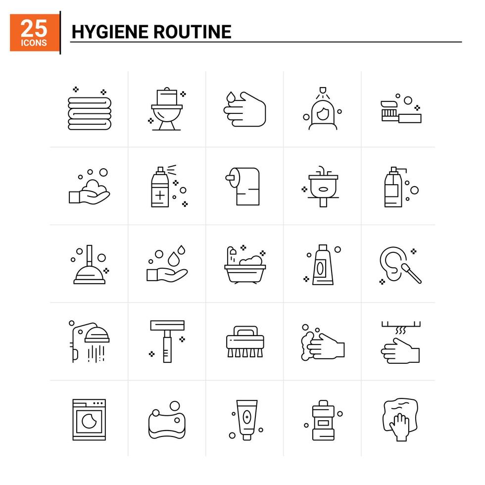 25 Hygiene Routine icon set vector background