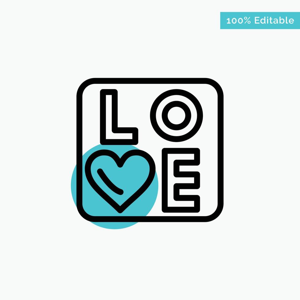 Sign Love Heart Wedding turquoise highlight circle point Vector icon
