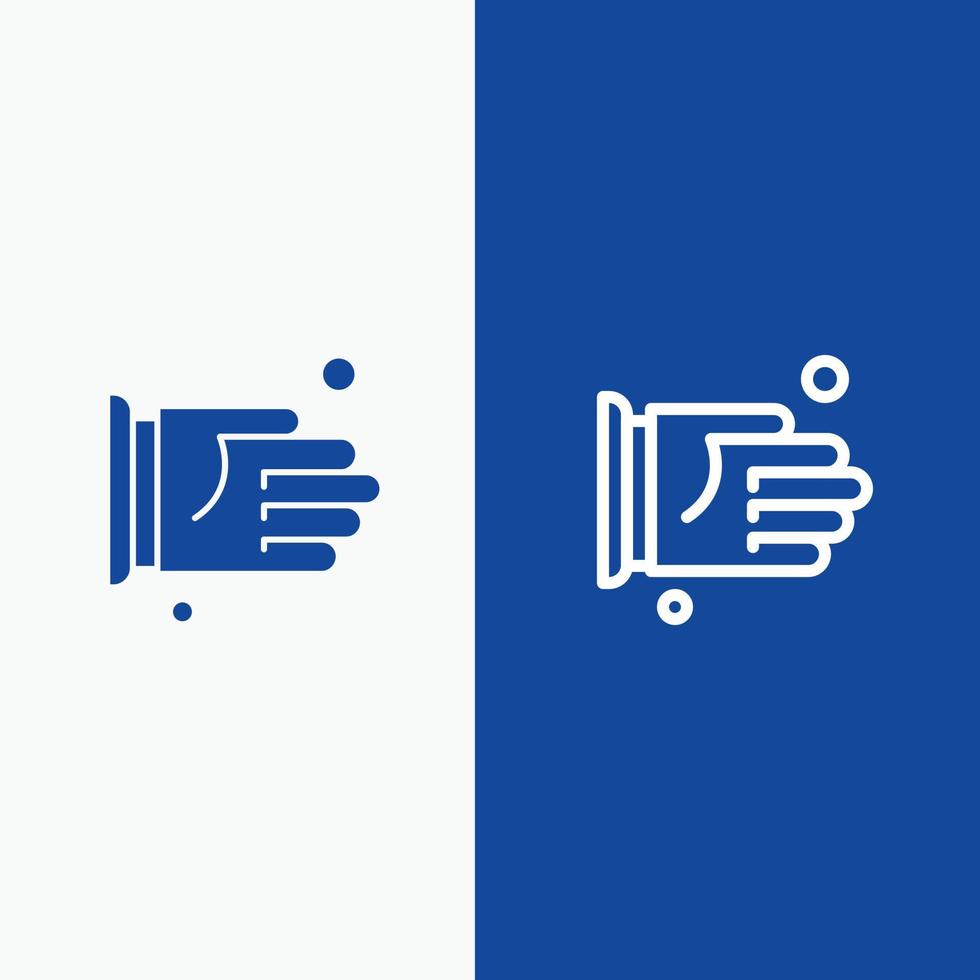 Hand Handshake Agreement Office Line and Glyph Solid icon Blue banner Line and Glyph Solid icon Blue banner vector